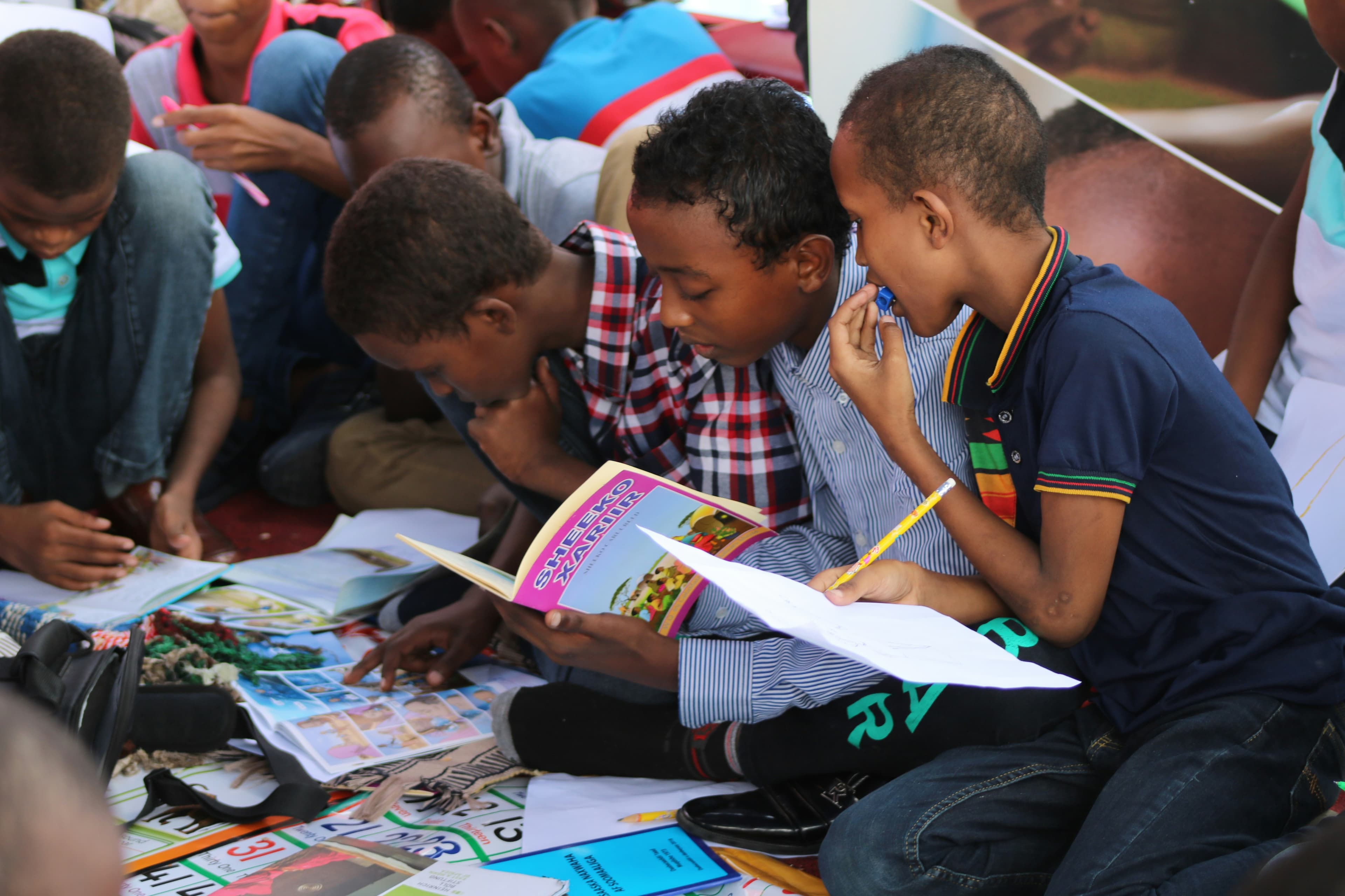 Active students in Ghanaian school learning together