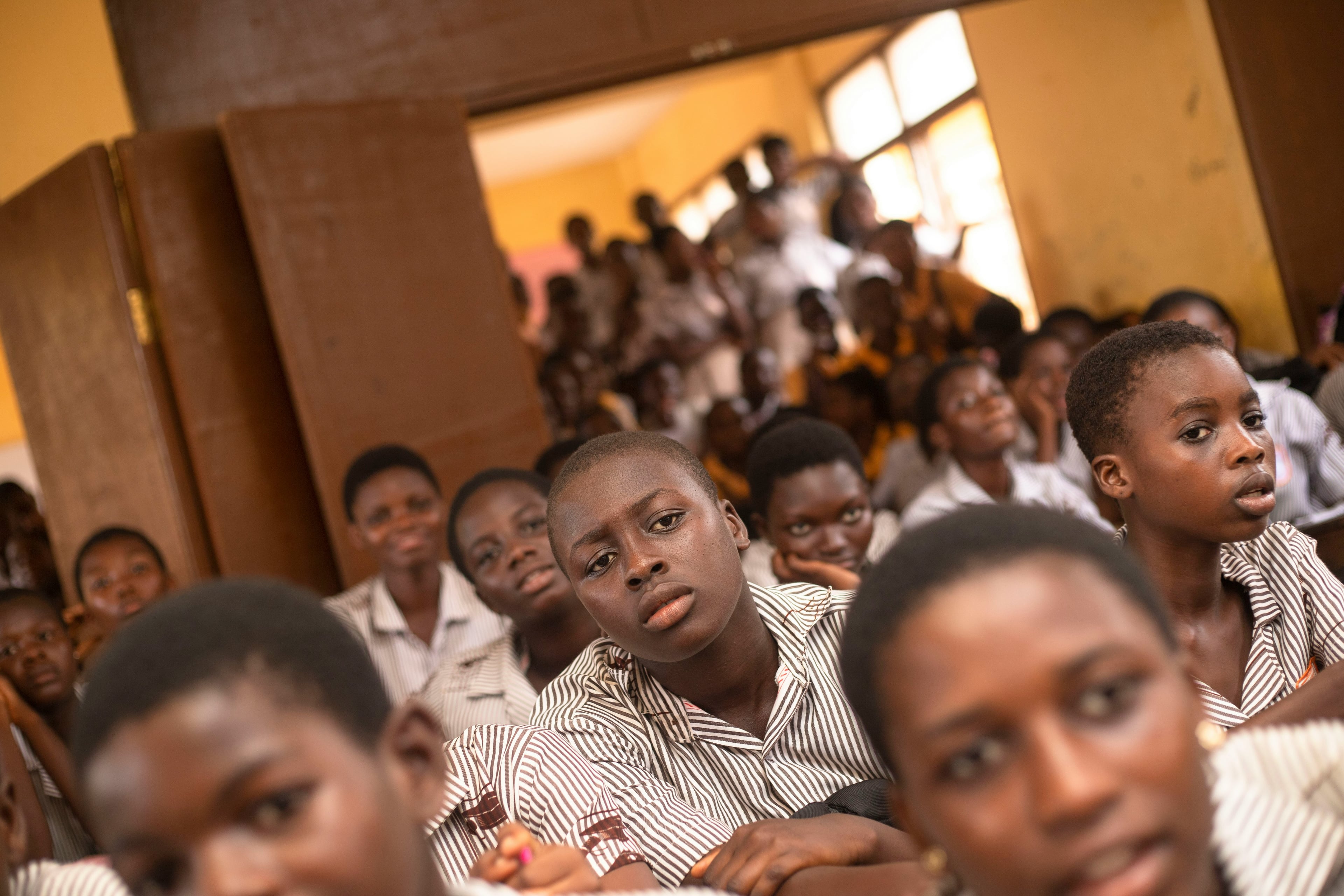 Ghanaian high school students in a classroom